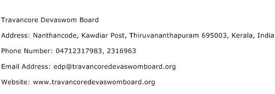 Travancore Devaswom Board Address Contact Number