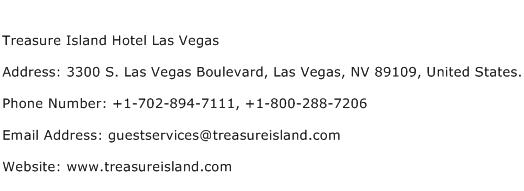 Treasure Island Hotel Las Vegas Address Contact Number