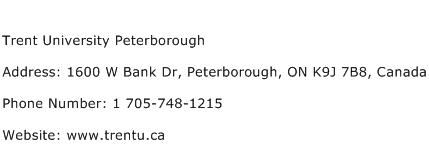 Trent University Peterborough Address Contact Number