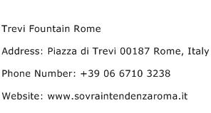 Trevi Fountain Rome Address Contact Number