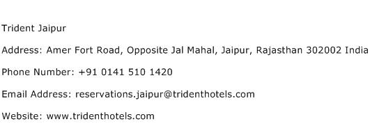 Trident Jaipur Address Contact Number