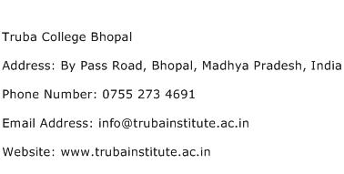 Truba College Bhopal Address Contact Number