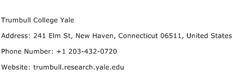 Trumbull College Yale Address Contact Number