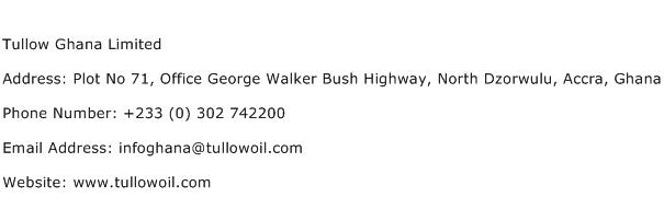 Tullow Ghana Limited Address Contact Number