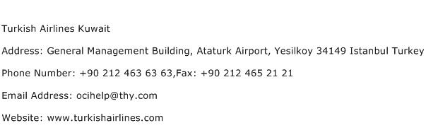 Turkish Airlines Kuwait Address Contact Number