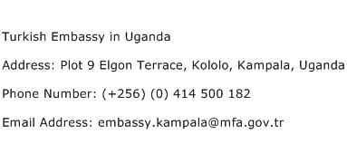 Turkish Embassy in Uganda Address Contact Number