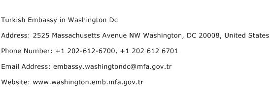 Turkish Embassy in Washington Dc Address Contact Number