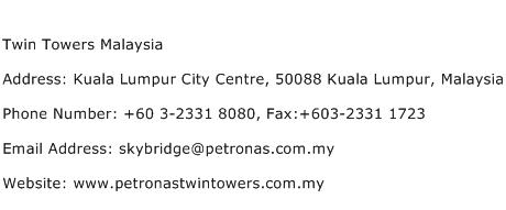 Twin Towers Malaysia Address Contact Number
