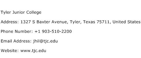 Tyler Junior College Address Contact Number