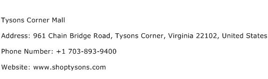 Tysons Corner Mall Address Contact Number