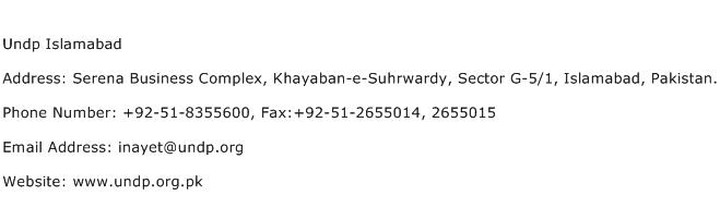 UNDP Islamabad Address Contact Number