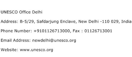 UNESCO Office Delhi Address Contact Number