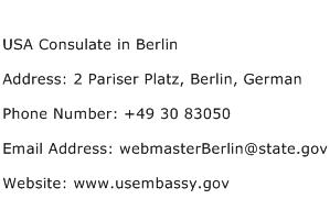 USA Consulate in Berlin Address Contact Number