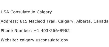 USA Consulate in Calgary Address Contact Number