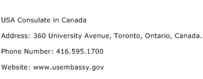 USA Consulate in Canada Address Contact Number