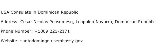 USA Consulate in Dominican Republic Address Contact Number