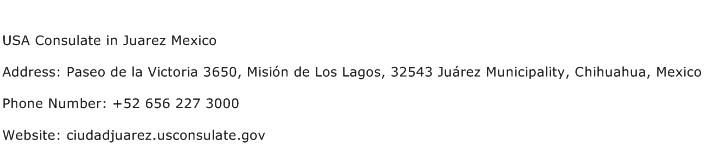USA Consulate in Juarez Mexico Address Contact Number
