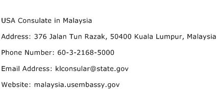 USA Consulate in Malaysia Address Contact Number
