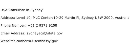 USA Consulate in Sydney Address Contact Number