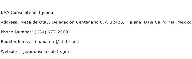 USA Consulate in Tijuana Address Contact Number