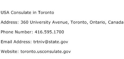USA Consulate in Toronto Address Contact Number