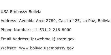 USA Embassy Bolivia Address Contact Number