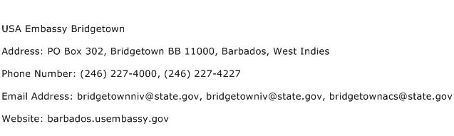 USA Embassy Bridgetown Address Contact Number