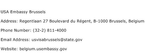 USA Embassy Brussels Address Contact Number