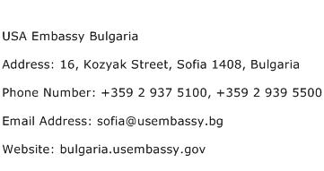USA Embassy Bulgaria Address Contact Number