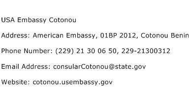 USA Embassy Cotonou Address Contact Number