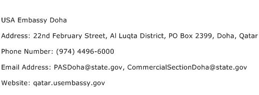 USA Embassy Doha Address Contact Number