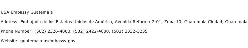 USA Embassy Guatemala Address Contact Number