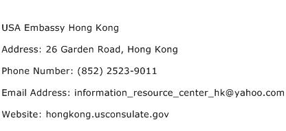 USA Embassy Hong Kong Address Contact Number