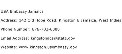 USA Embassy Jamaica Address Contact Number