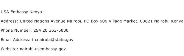 USA Embassy Kenya Address Contact Number