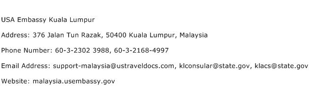 USA Embassy Kuala Lumpur Address Contact Number