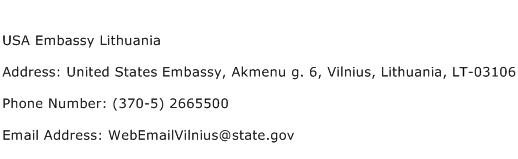 USA Embassy Lithuania Address Contact Number