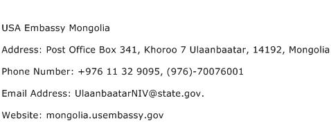 USA Embassy Mongolia Address Contact Number
