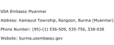 USA Embassy Myanmar Address Contact Number