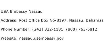 USA Embassy Nassau Address Contact Number