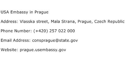 USA Embassy in Prague Address Contact Number