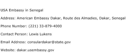 USA Embassy in Senegal Address Contact Number