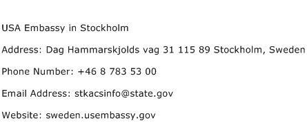 USA Embassy in Stockholm Address Contact Number
