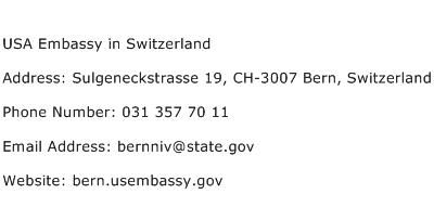 USA Embassy in Switzerland Address Contact Number