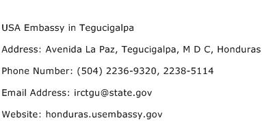 USA Embassy in Tegucigalpa Address Contact Number
