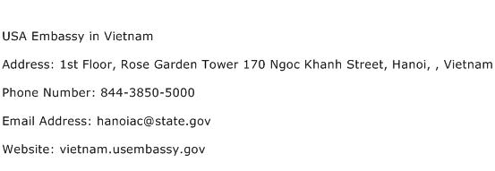 USA Embassy in Vietnam Address Contact Number
