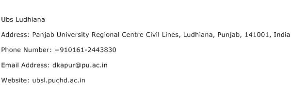Ubs Ludhiana Address Contact Number