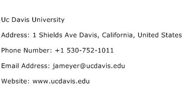 Uc Davis University Address Contact Number