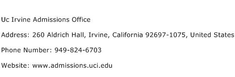 Uc Irvine Admissions Office Address Contact Number