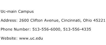 Uc main Campus Address Contact Number